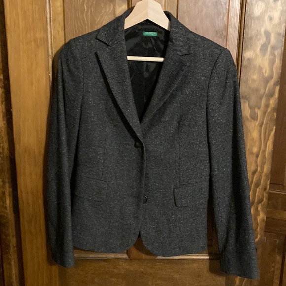 Grey Benetton Tweed Jacket - Picture 1 of 5